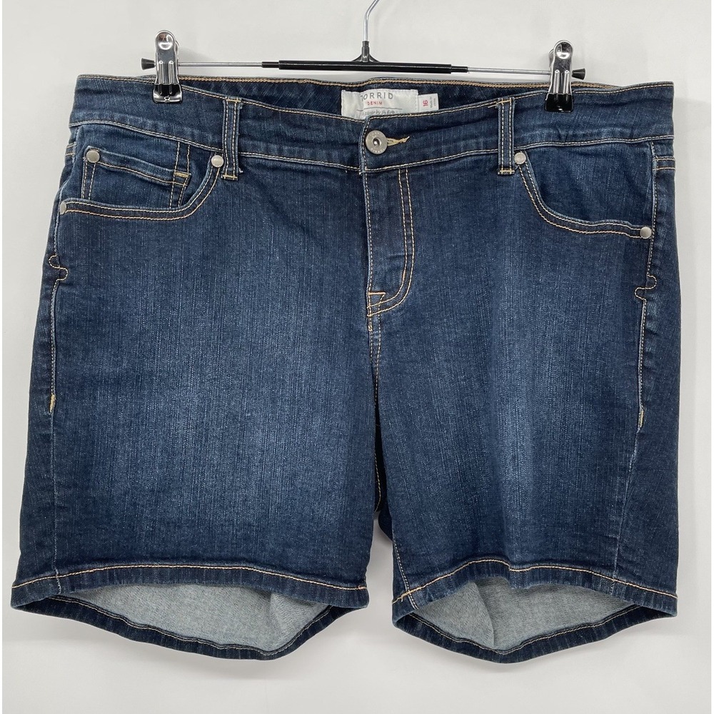 Torrid 16 Denim Shorts Womens Dark Blue Stretch Mid Rise Casual 5-Pocket